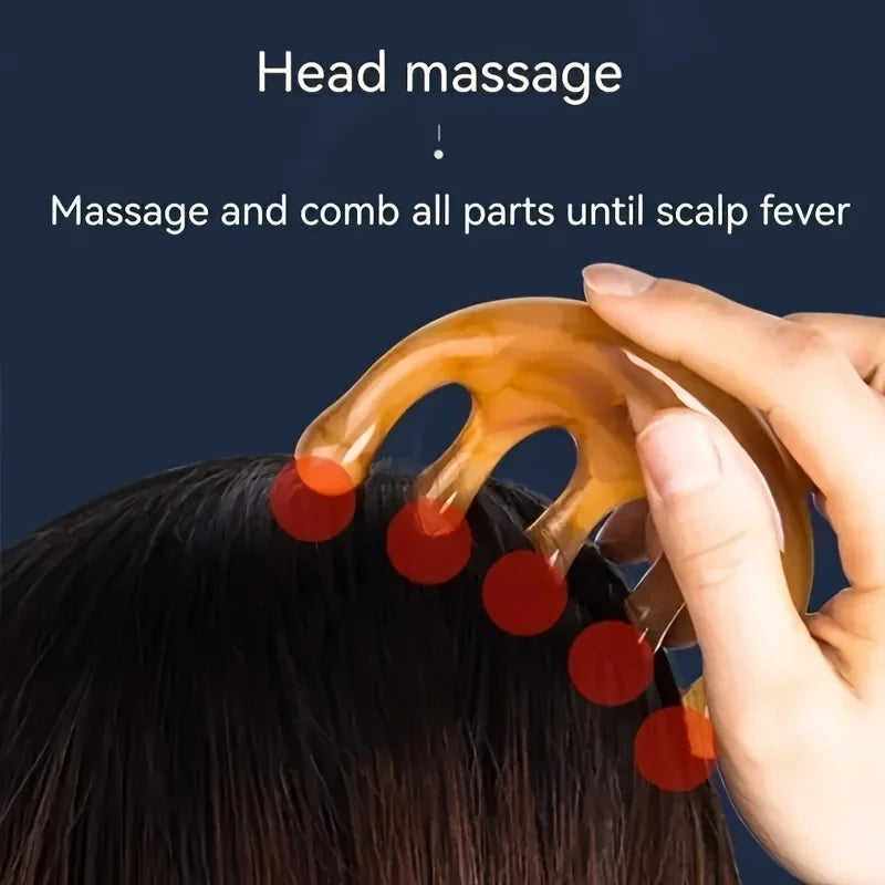Luxe Resin Five-Tooth Meridian Comb For Scalp And Muscle Relief by Haraps.com