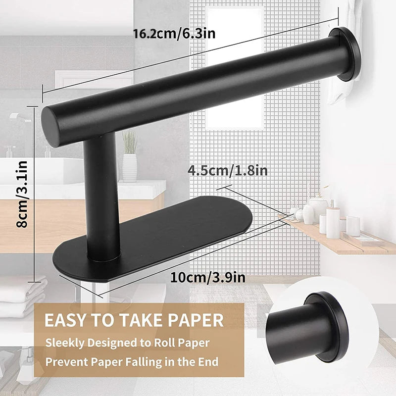 Stainless Steel Adhesive Paper Towel Holder for Kitchen and Bathroom - No Drilling Required