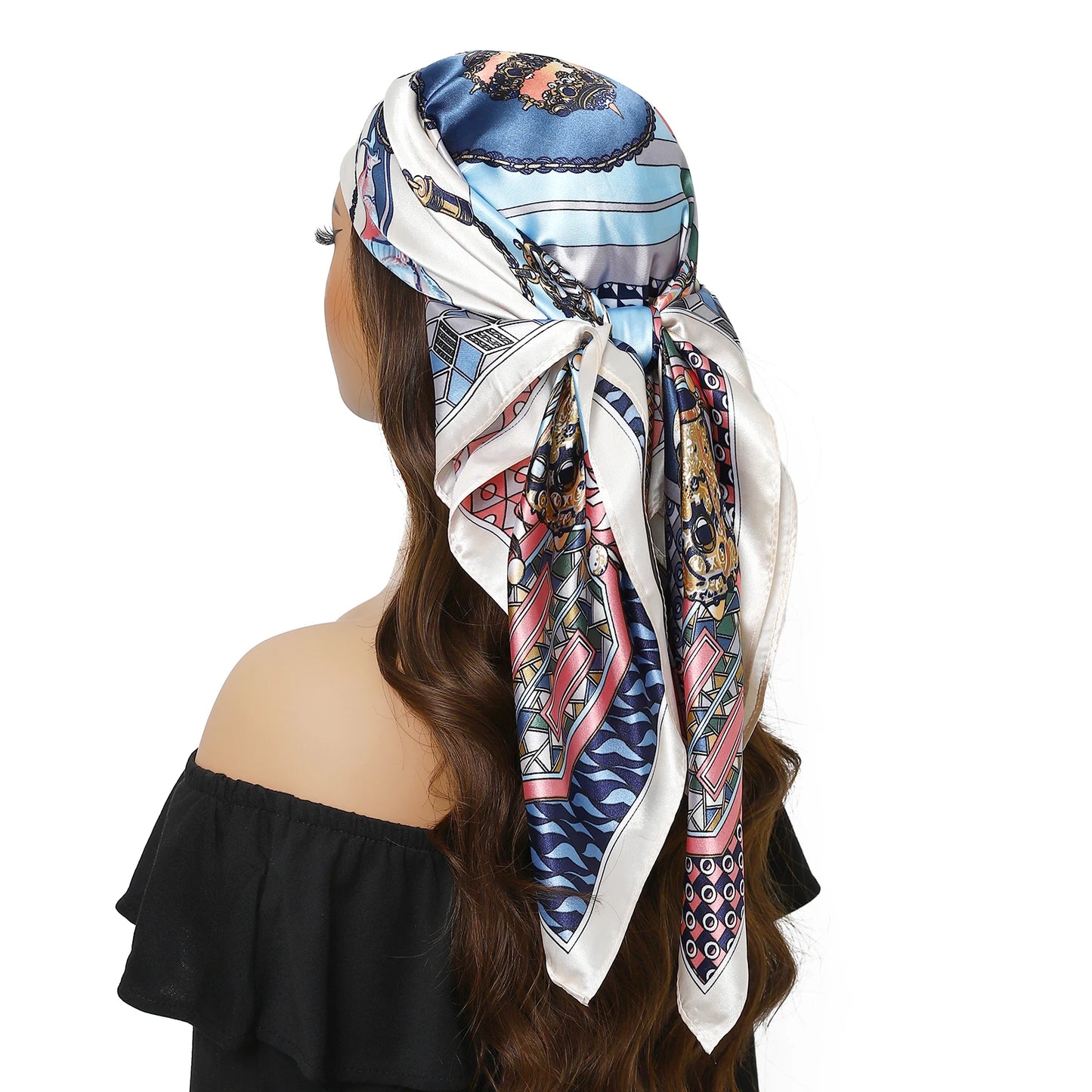 Satin Silk Square Head Scarf (90cm x 90cm)