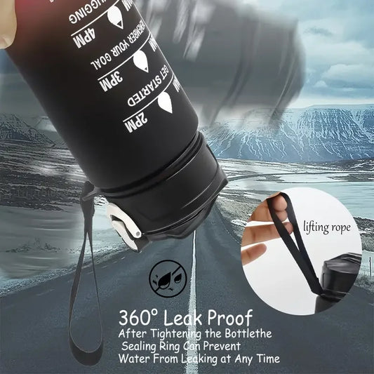 Time-Marked Sports Water Bottle with Straw
