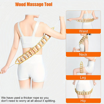 Lumina Wood Massage Roller Rope For Back And Legs by Haraps.com
