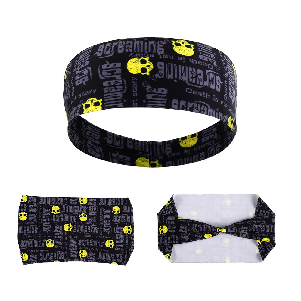Gothic Skull Headband Sweat Bandage Sport Head Hair Band Workout Tennis Fitness Jog Basketball Running Scary Sweatband Women Men by Haraps.com