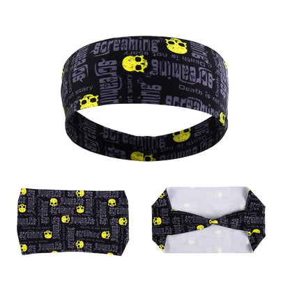 Gothic Skull Headband Sweat Bandage Sport Head Hair Band Workout Tennis Fitness Jog Basketball Running Scary Sweatband Women Men by Haraps.com