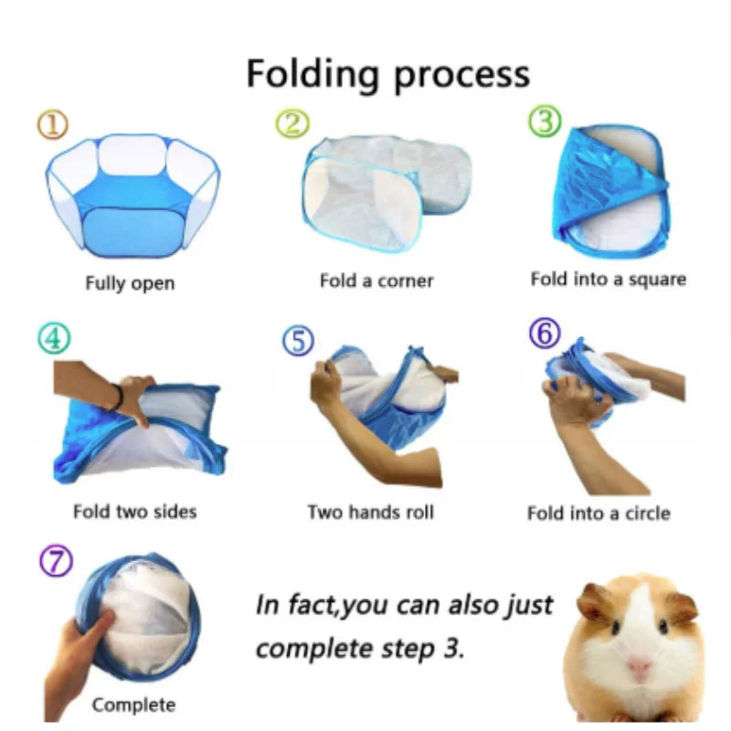 Transparent Portable Pet Cage Tent – Foldable Playpen for Small Pets