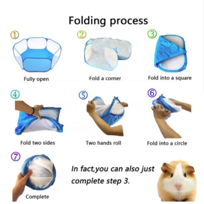 Transparent Portable Pet Cage Tent – Foldable Playpen for Small Pets