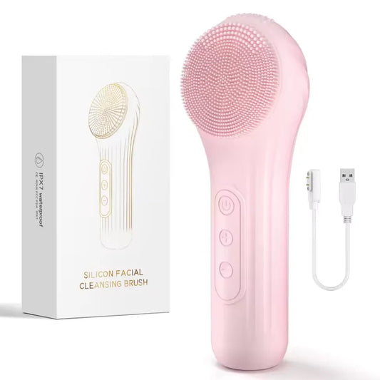Silicone Electric Facial Cleansing Brush with Heating & Vibration