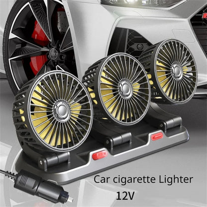 Car Fan 360° Adjustable 3 Head Air Fan Automotive Electric Fan USB/12V/24V Fan 2 Speeds Car Silent Fan For Home Desk Office&Car by Haraps.com