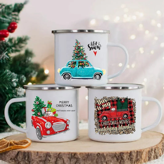 Christmas Enamel Mug with Festive Print