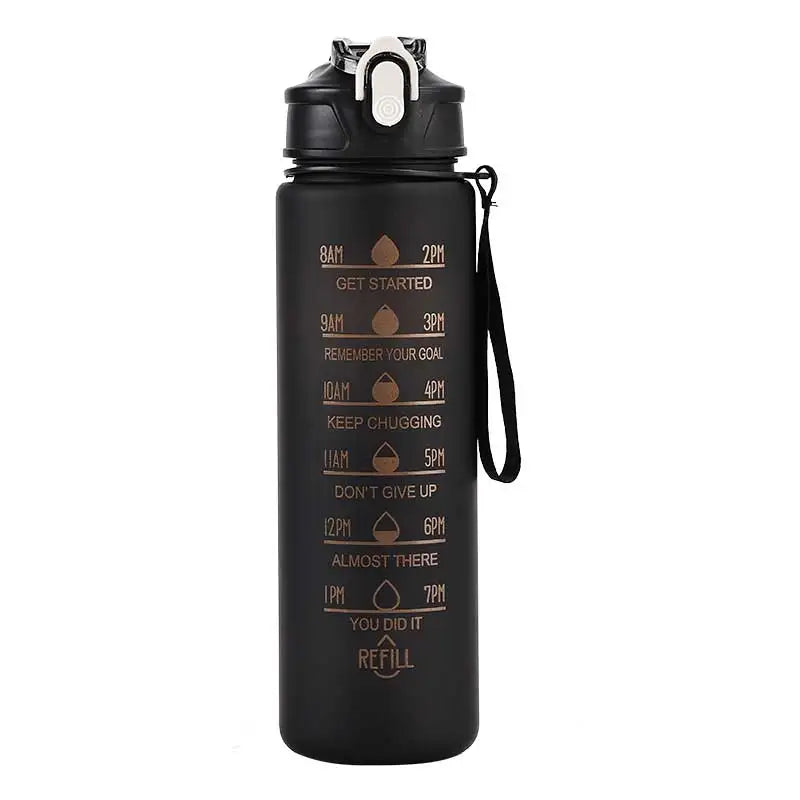 Time-Marked Sports Water Bottle with Straw