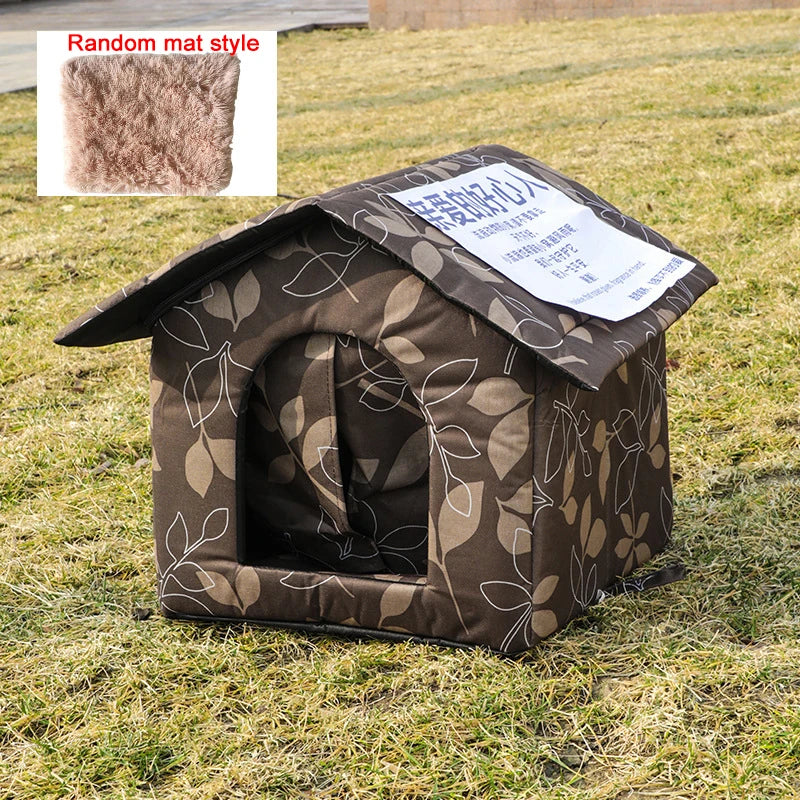Waterproof Outdoor Cat House – Foldable & Warm Pet Cave Bed for Cats & Small Dogs