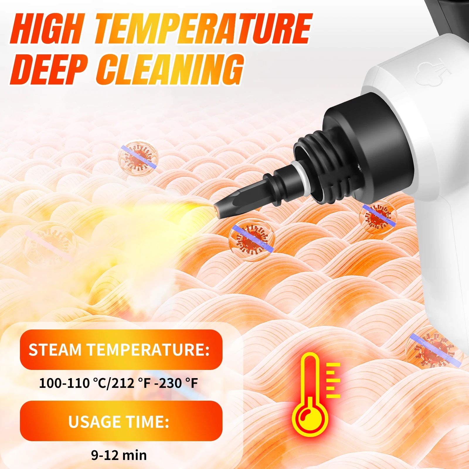 Steam Cleaner Handheld,400ML Multifunctional Hand Held Steam Cleaner Pressurized with 9 pcs Accessories Safety Lock IPX4 by Haraps.com