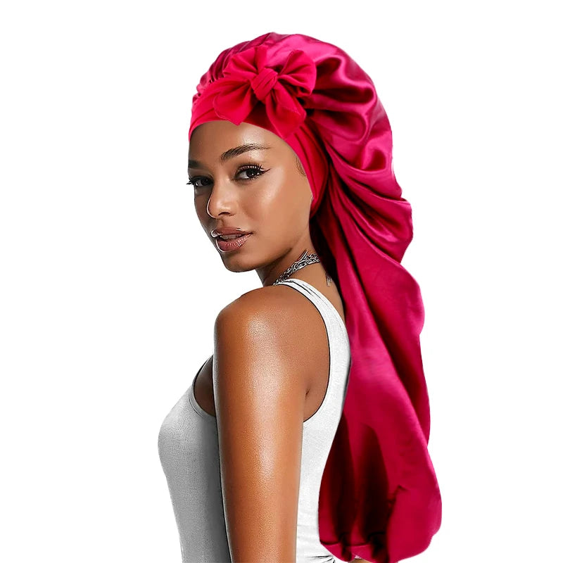 Long Bowknot Satin Bonnet