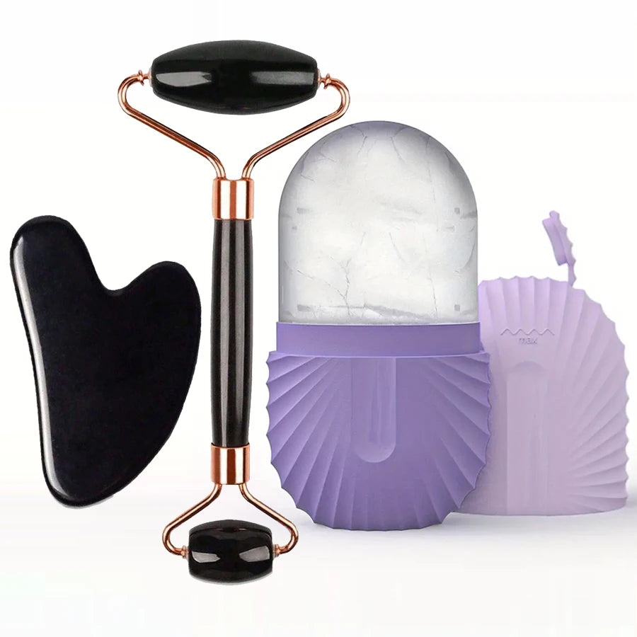 Purify Ice Face Roller Set With Gua Sha Tool by Haraps.com