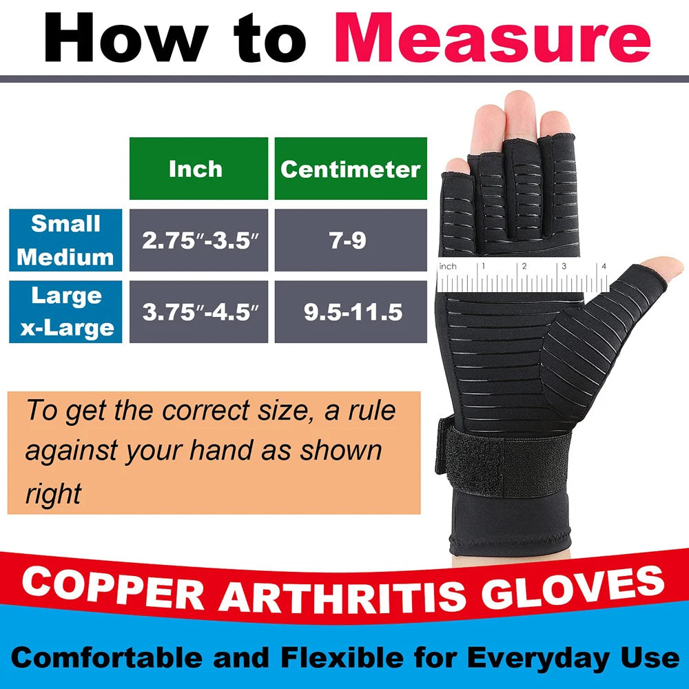 Arthritis Compression Gloves with Wrist Support Strap