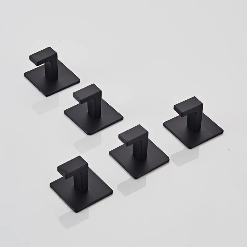 Stylish Black Self-Adhesive Wall Hooks
