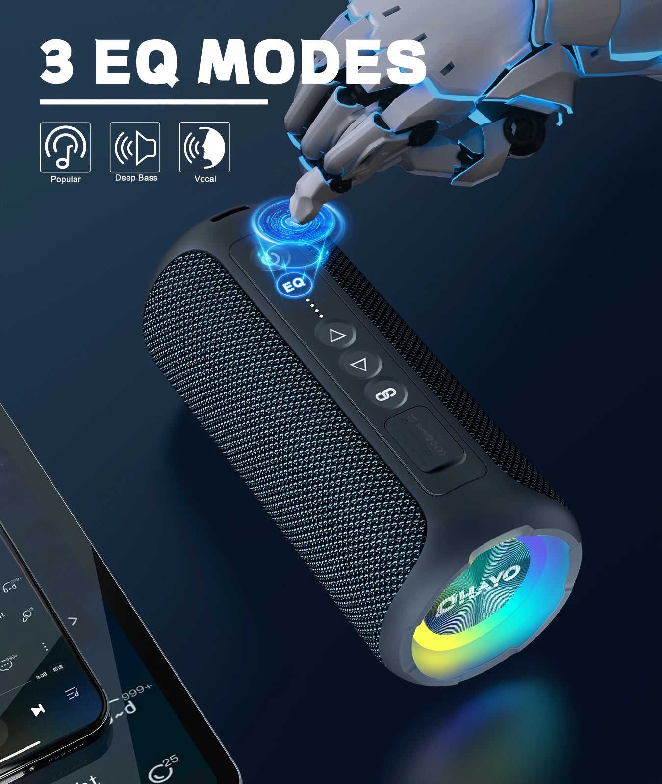 Ortizan Bluetooth Speakers 40W Enhanced Bass Portable Outdoor Wireless Speaker 30Hrs IP7 Waterproof Shower Speaker Bluetooth 5.3 by Haraps.com