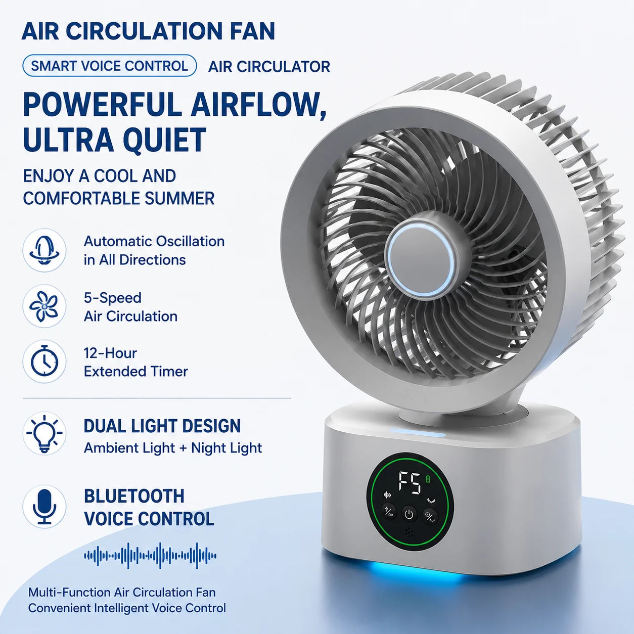 Portable Wall Hanging USB Fan With Remote Control And Nightlight Smart Voice Activated Folding Air Cooler For Home
