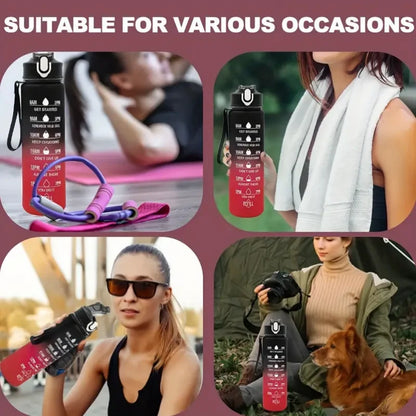 Time-Marked Sports Water Bottle with Straw