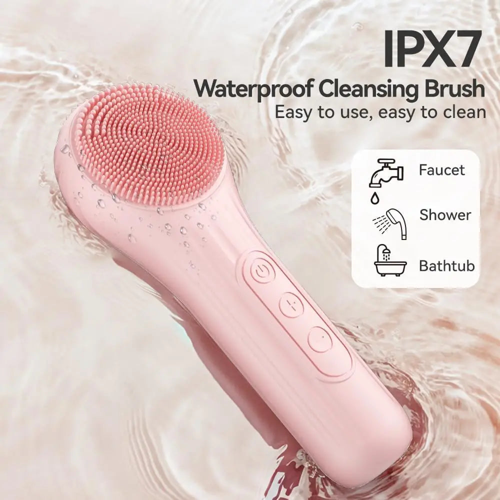 Silicone Electric Facial Cleansing Brush with Heating & Vibration