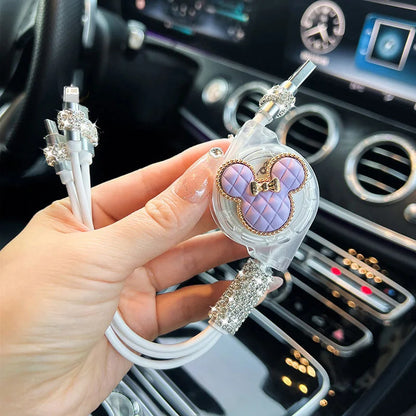 Retractable 3-in-1 Fast Charge Data Cable for Car