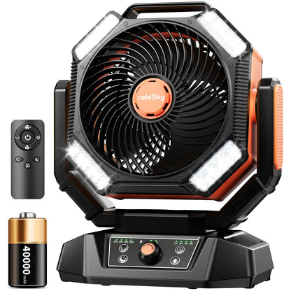 20000mAh Battery Camping Fan With 4 LED Lantern, 8 Speeds, Portable Outdoor Desk Fan For Camping Tent And Fishing