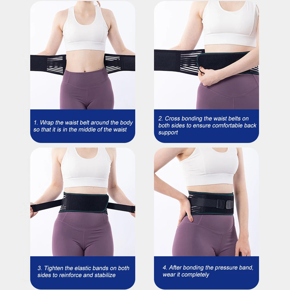 1PCS Lower Back Brace for Pain Relief – Adjustable Lumbar Support Belt for Sciatica- Breathable & Stabilizing with 4 Steel Stays by Haraps.com