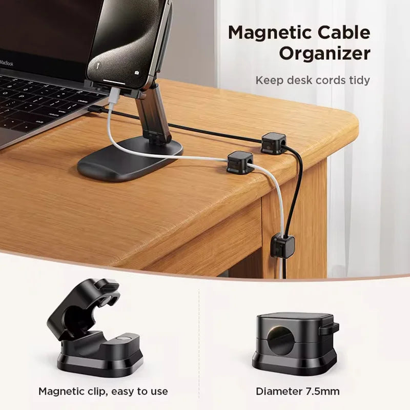6Pcs Magnetic Cable Clips Set – Adjustable Cord Organiser & Under-Desk Cable Management Holder