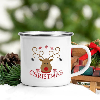 Christmas Enamel Mug with Festive Print