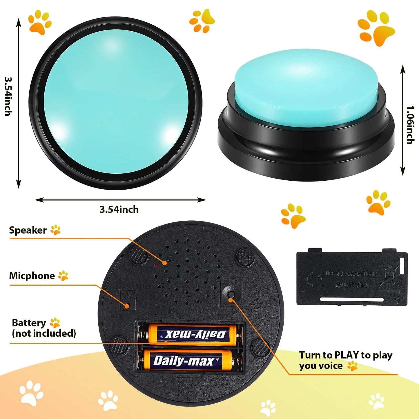 Recordable Voice Communication Buttons for Pets - Interactive Training and Intelligence Toy