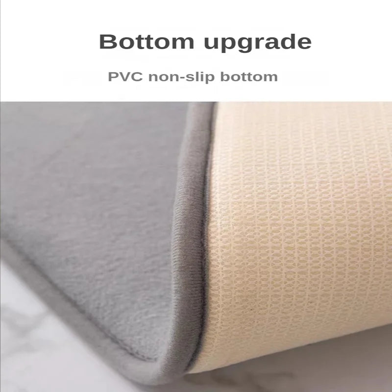 Super Absorbent Striped Coral Velvet Bathroom Floor Mat