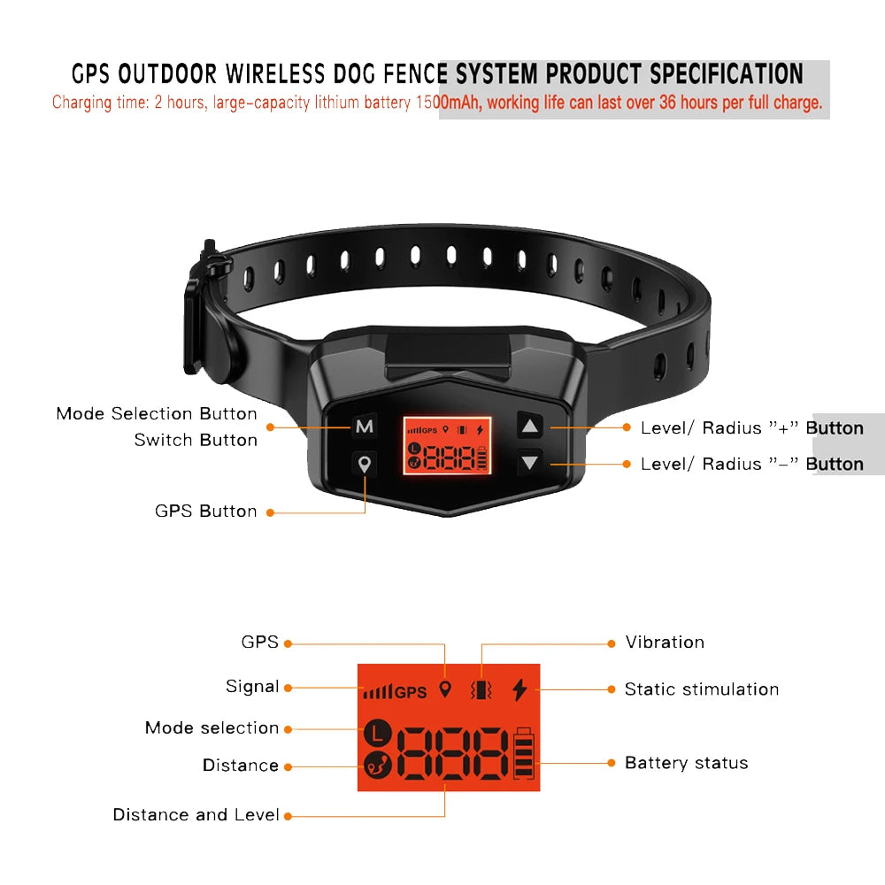 F800 Outdoor GPS Wireless Electronic Dog Fence System  and Training Collar