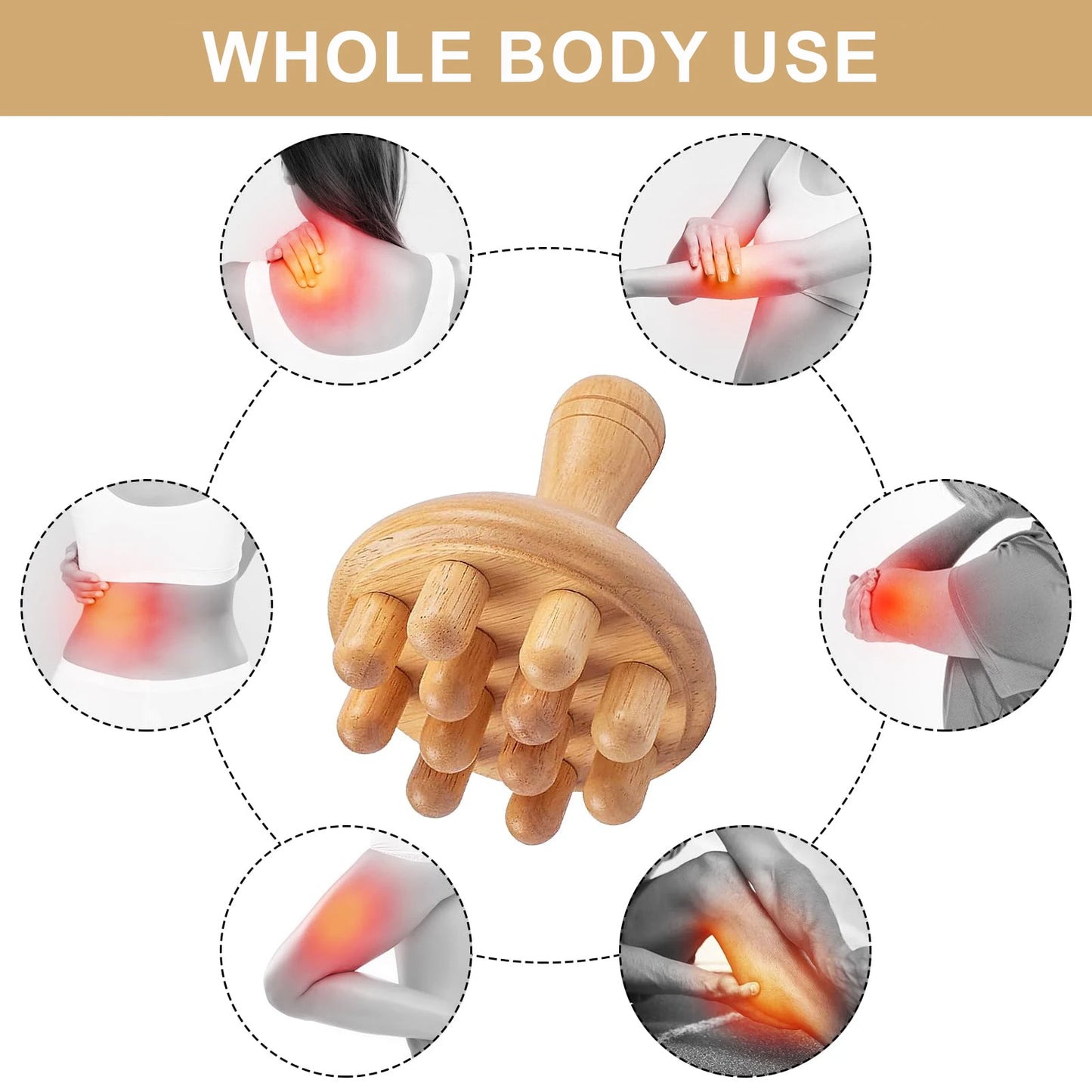 Zennify Wooden Mushroom Massager Tool for Muscle Relief by Haraps.com
