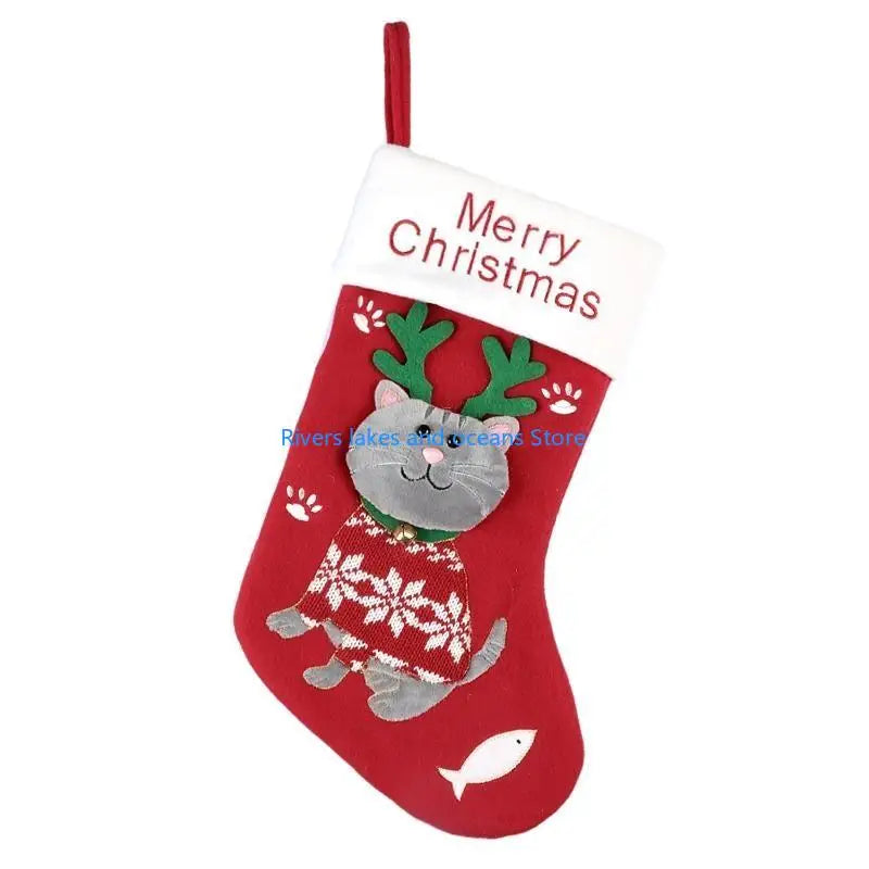 Large 3D Christmas Stockings – 15" Cartoon Animal Design