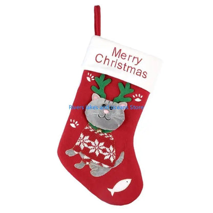 Large 3D Christmas Stockings – 15" Cartoon Animal Design