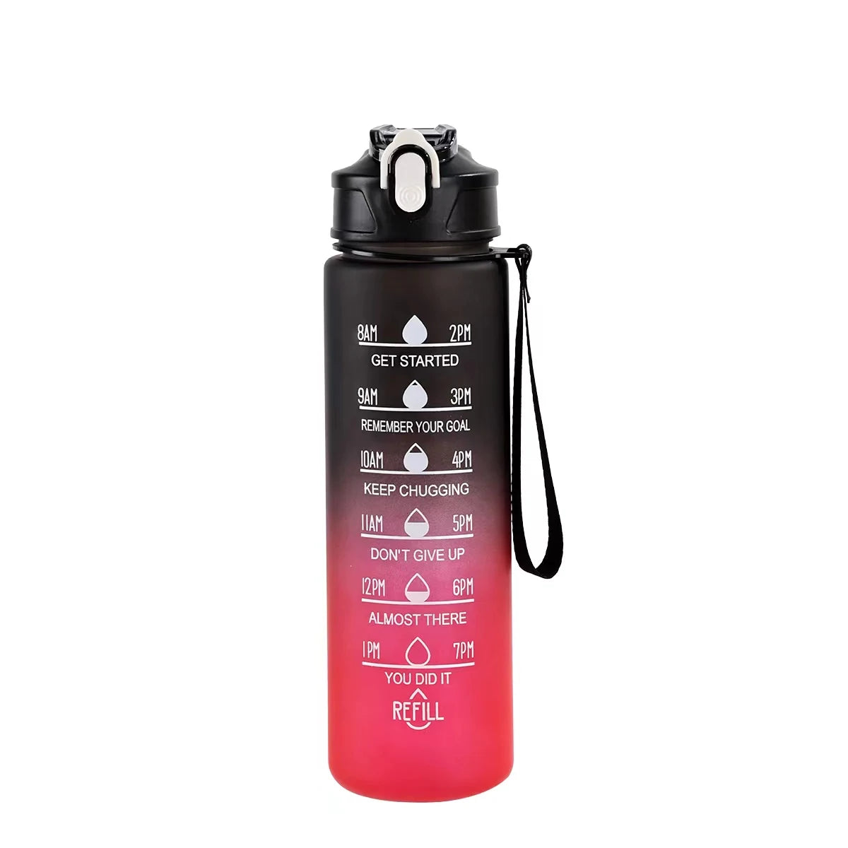 Time-Marked Sports Water Bottle with Straw