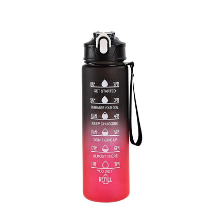 Time-Marked Sports Water Bottle with Straw