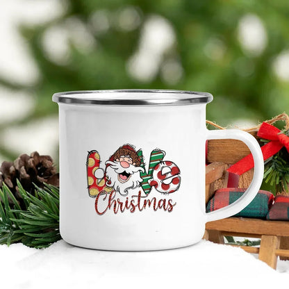 Christmas Enamel Mug with Festive Print