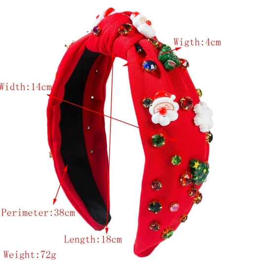 Christmas Knotted Headband with Rhinestones