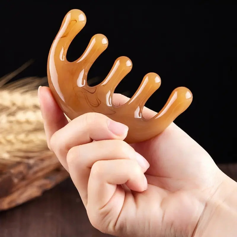 Luxe Resin Five-Tooth Meridian Comb For Scalp And Muscle Relief by Haraps.com