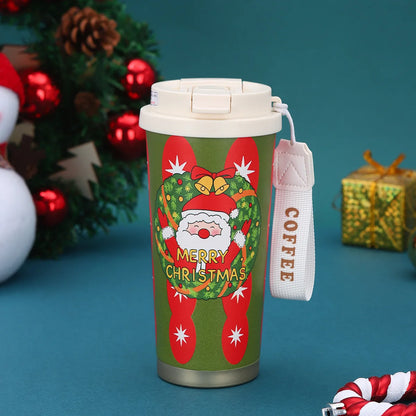 Christmas Insulated Drinking Cup – Portable Handheld Coffee & Water Bottle