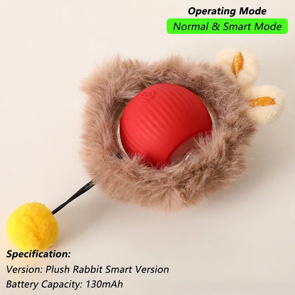 Cat Interactive Smart Ball Toy – Rechargeable Rolling Ball with Tail, Obstacle Avoidance & LED Modes