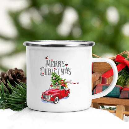 Christmas Enamel Mug with Festive Print
