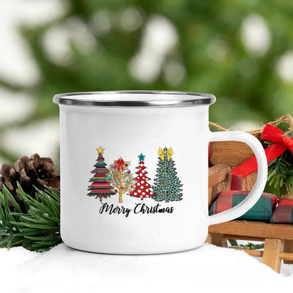 Christmas Enamel Mug with Festive Print