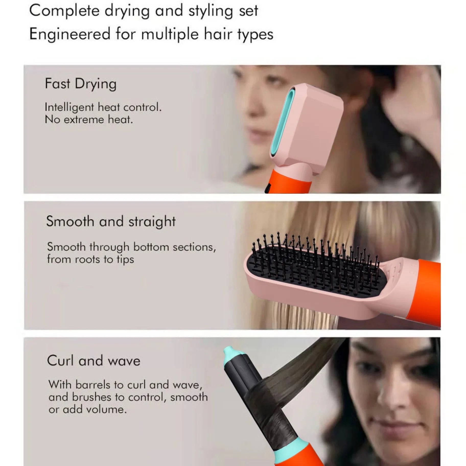 5 In 1 Multi Styler New Design Hair Dryer For Hair 5 in 1 hair styler With Curling Barrel Hot Air Brush Styling Tool MultiStyler by Haraps.com