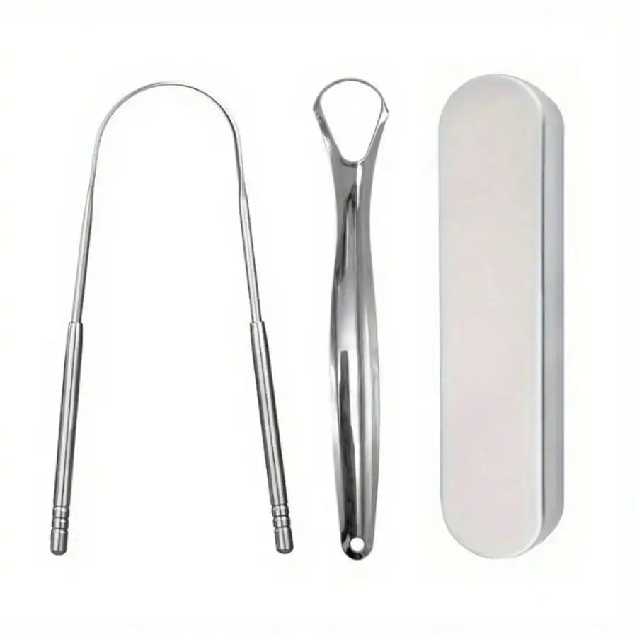 Stainless Steel Tongue Scraper Set with Storage Box