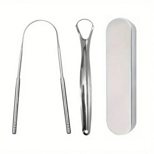 Stainless Steel Tongue Scraper Set with Storage Box
