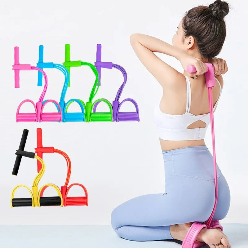 Multi-Function Tension Rope Bands with 4-Tube Elastic Pedal Puller