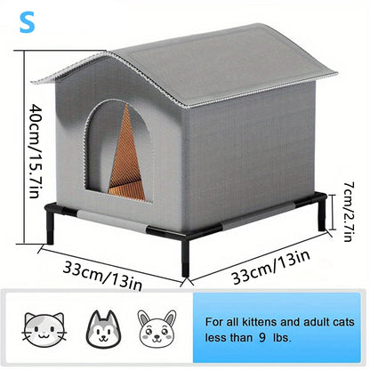Outdoor Waterproof Cat House with Mat – Foldable Winter Shelter for Cats & Small Dogs