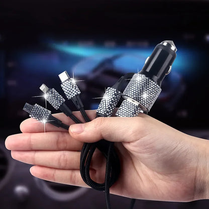 Bling USB Car Charger/All-in-One USB Cable 5V 2.1A
