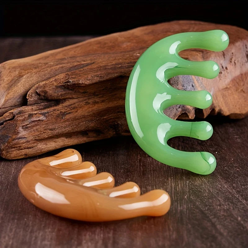 Luxe Resin Five-Tooth Meridian Comb For Scalp And Muscle Relief by Haraps.com